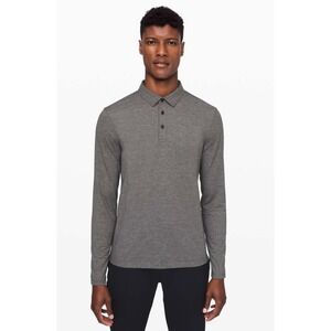 Lululemon Mens XL Long Sleeve Polo Shirt Heather‎ Gray Performance Athleisure